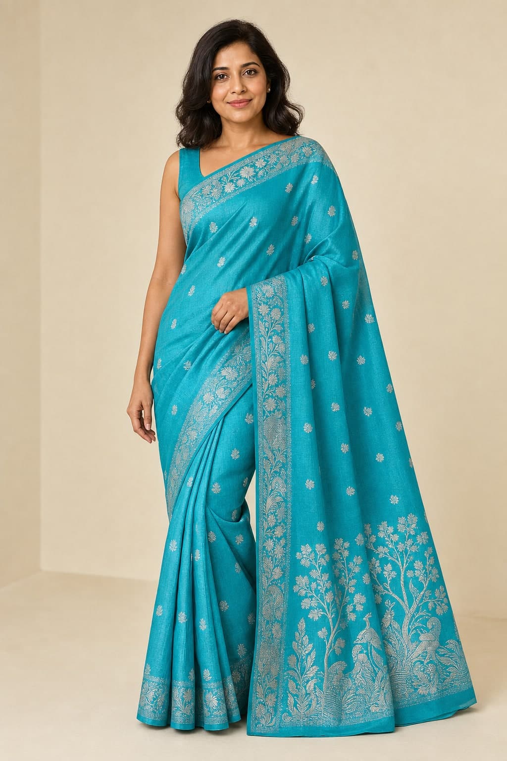Turquoise Silk Floral — styled view