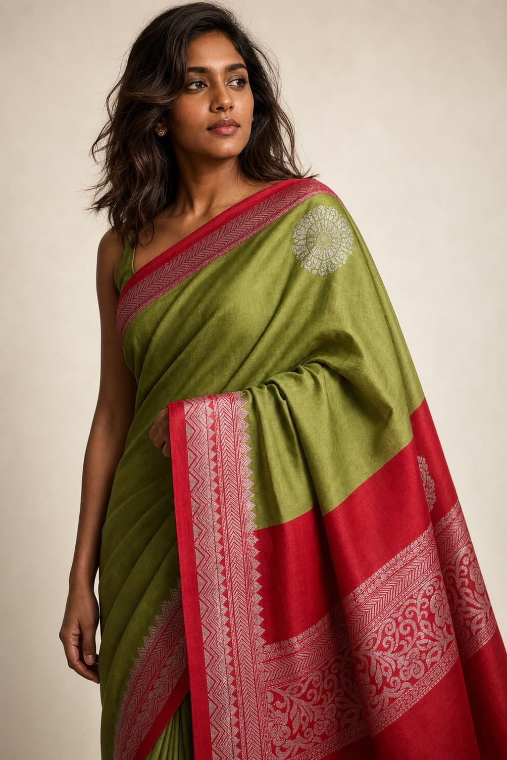 Green Red Silk Border — styled view