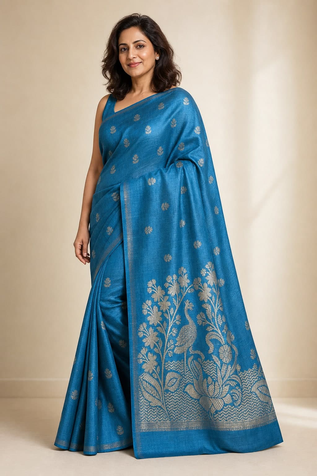 Blue Silk Floral — styled view