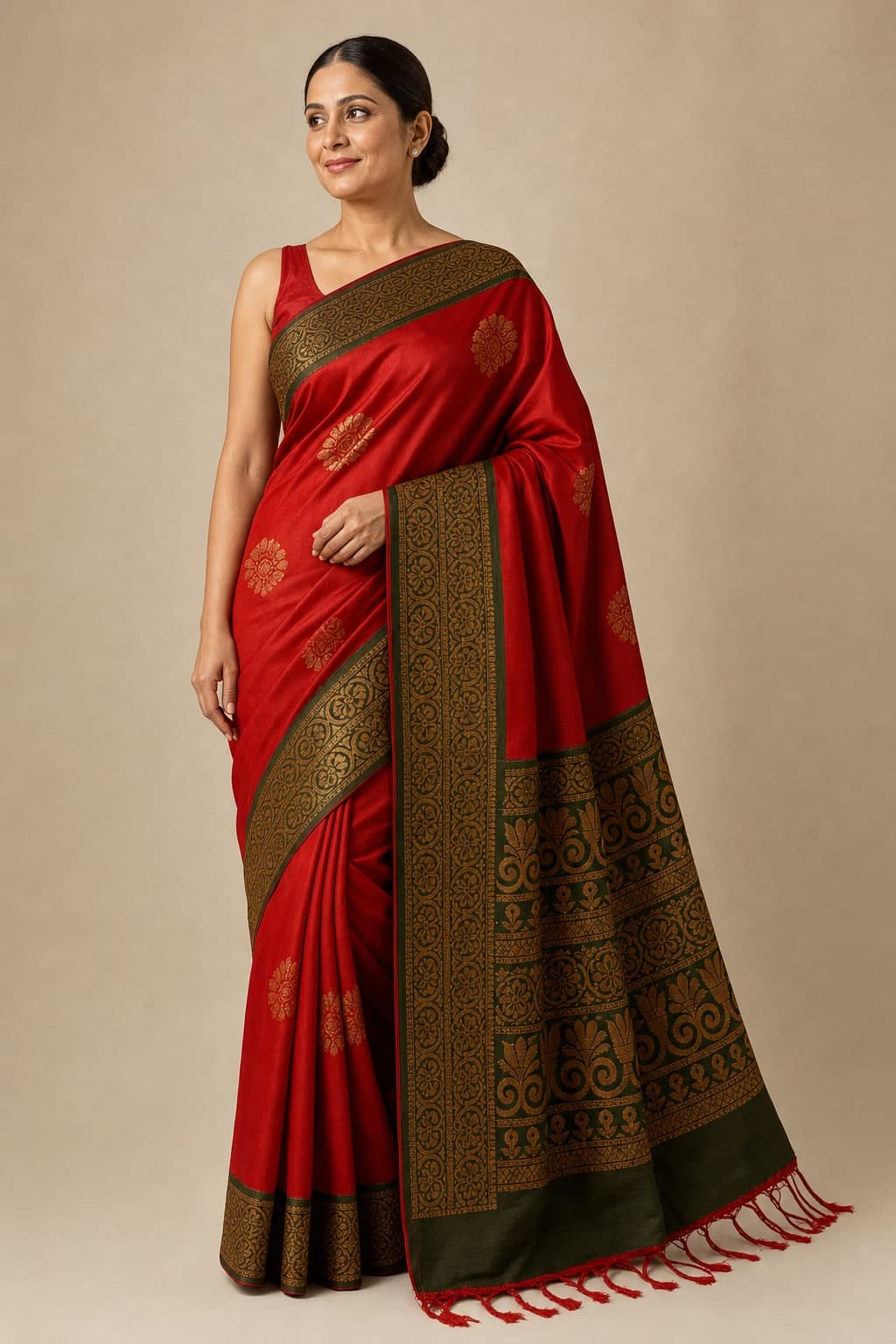 Red Silk Floral — styled view