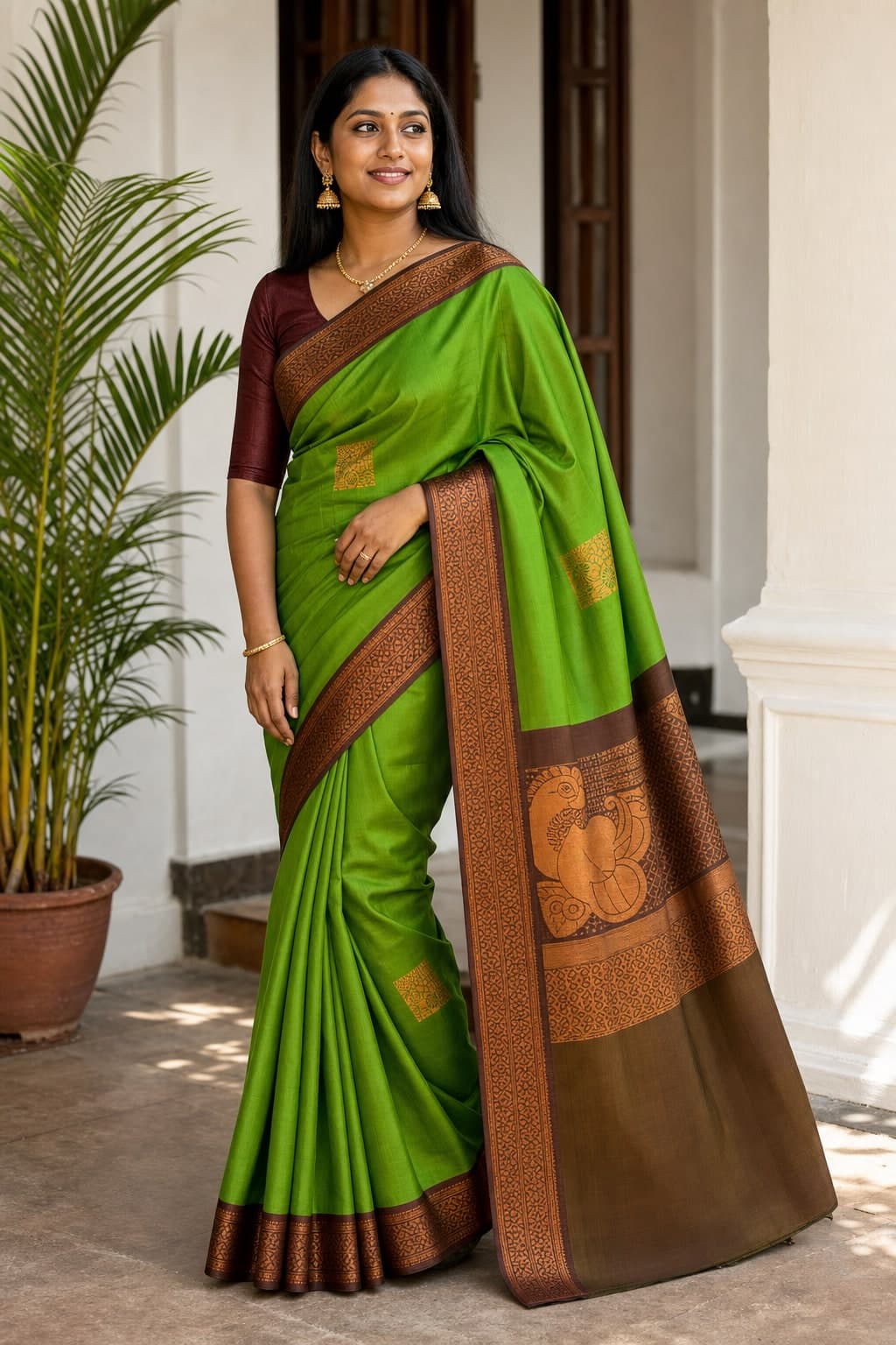 Green Silk Peacock — styled view