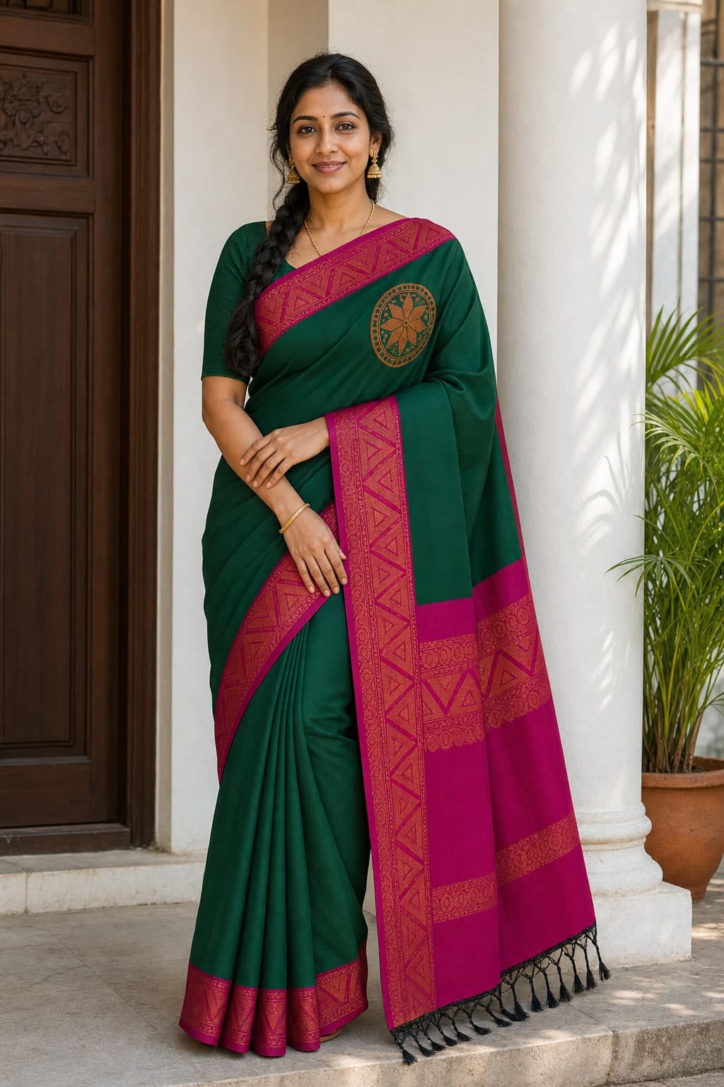 Green Silk Medallion — styled view