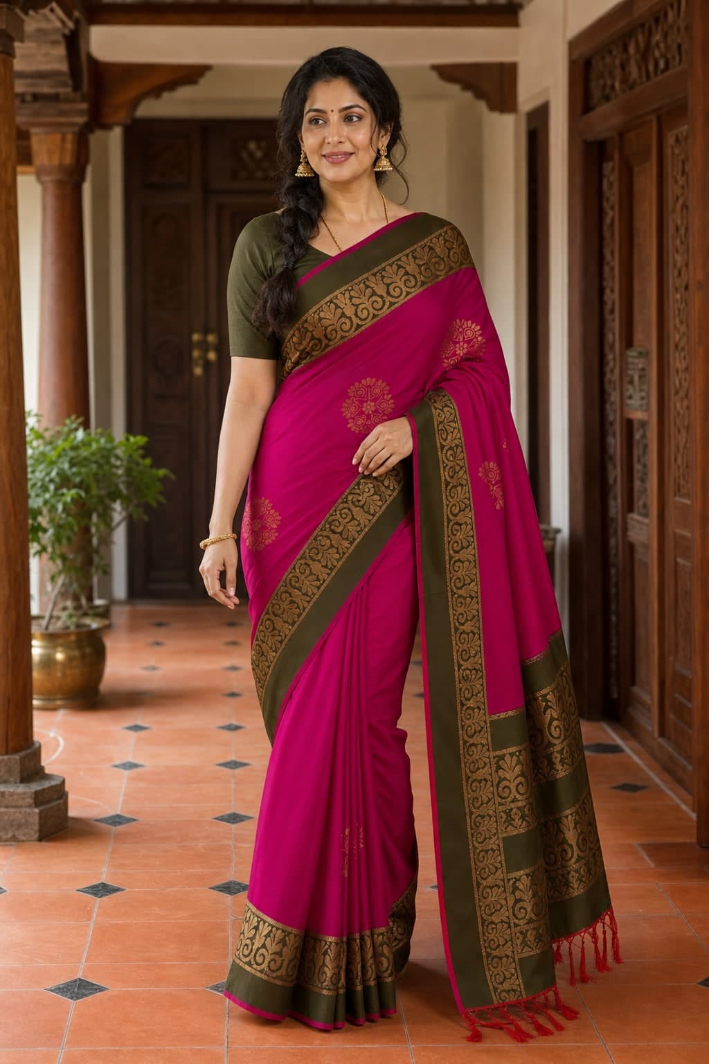 Magenta Silk Floral — styled view