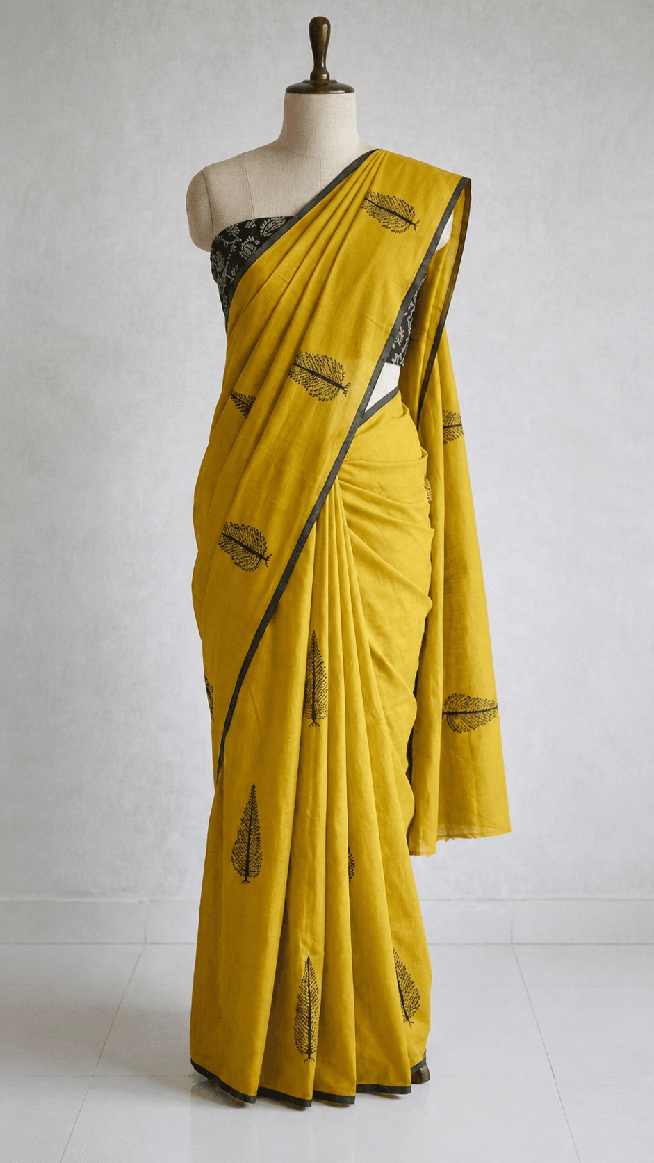 Mustard Yellow Leaf Motif