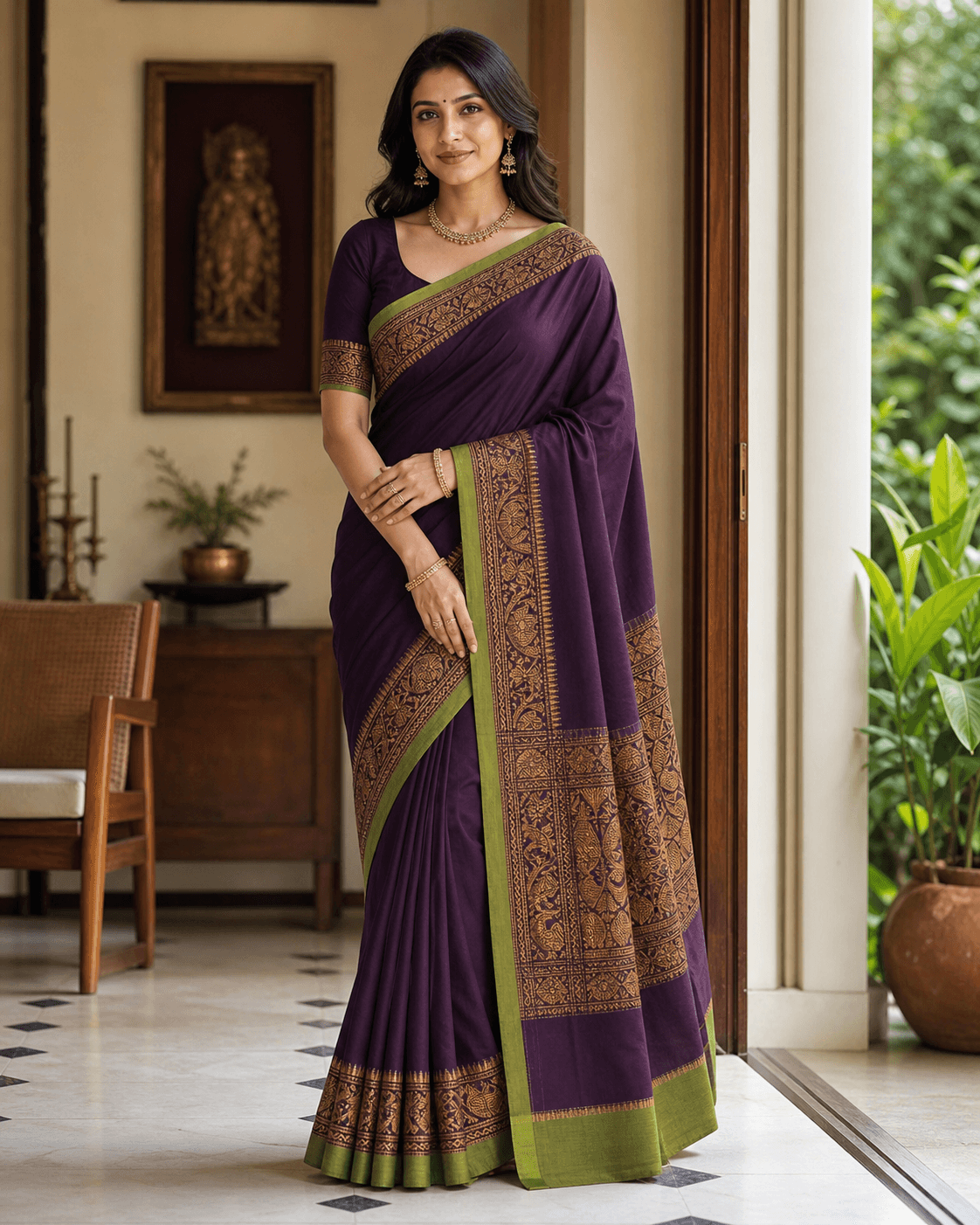 Deep Purple Zari Saree