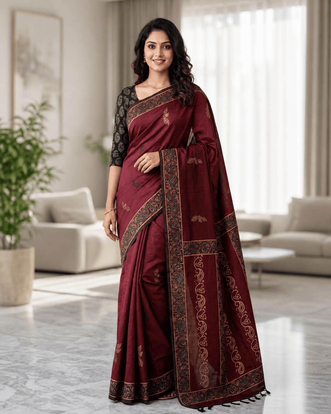 Maroon Silk Paisley