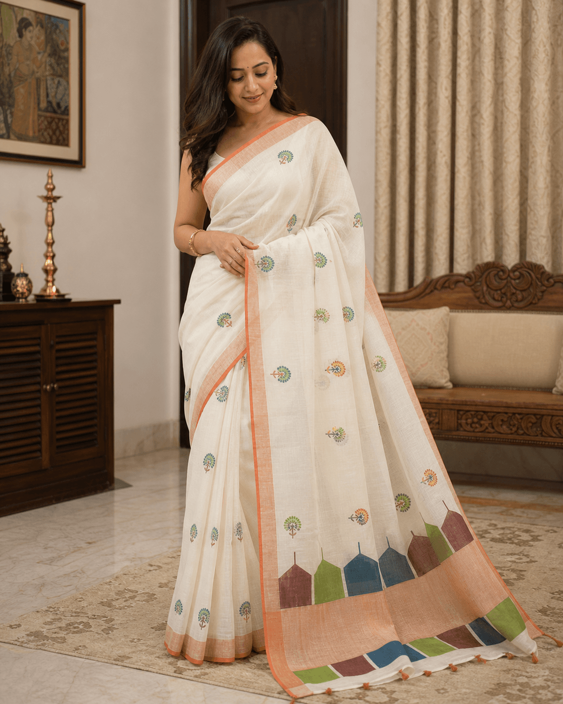Ivory Cotton Tree Motif