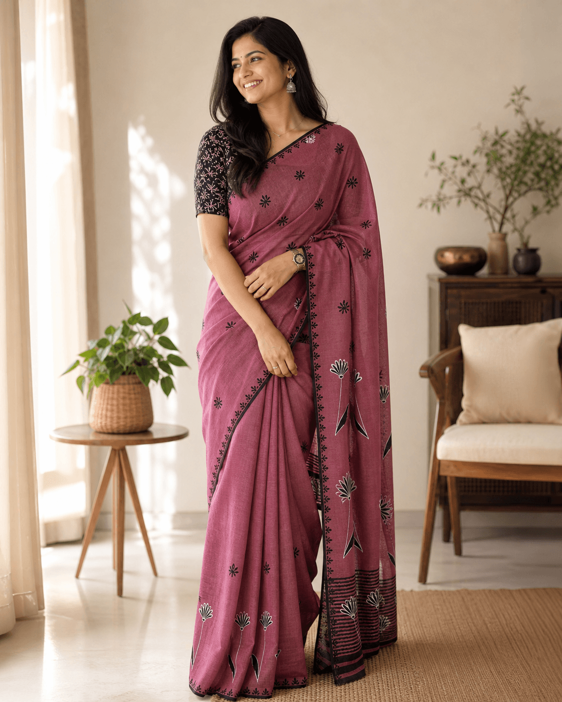 Mauve Cotton Floral Print