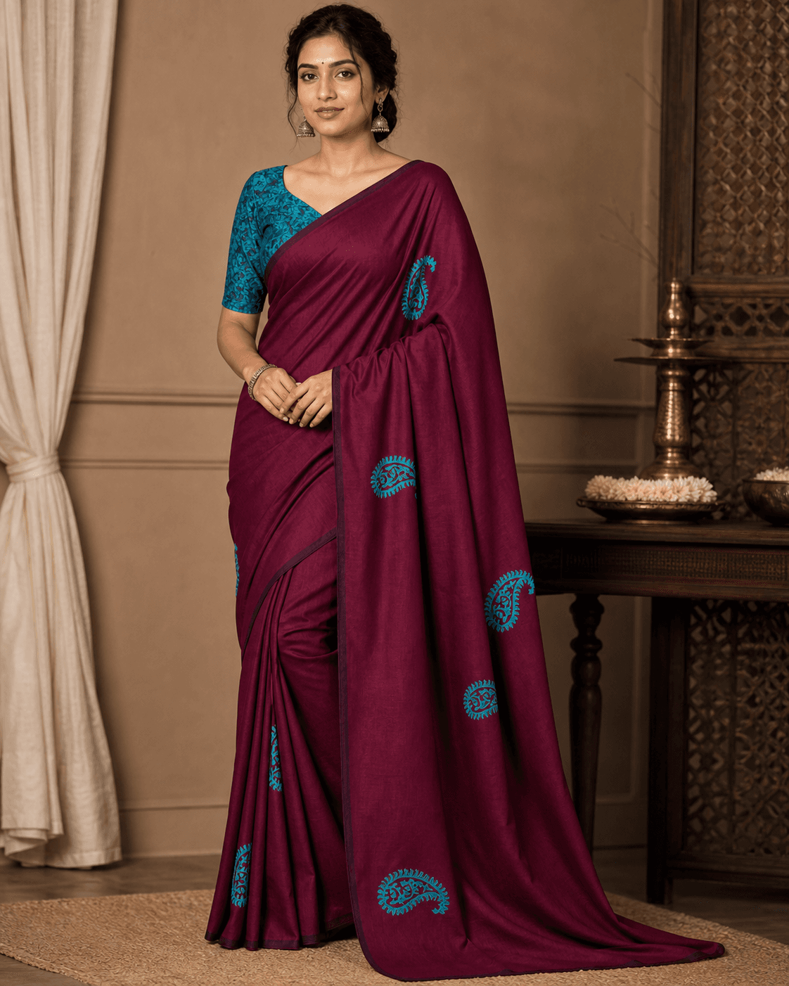Wine Silk Paisley
