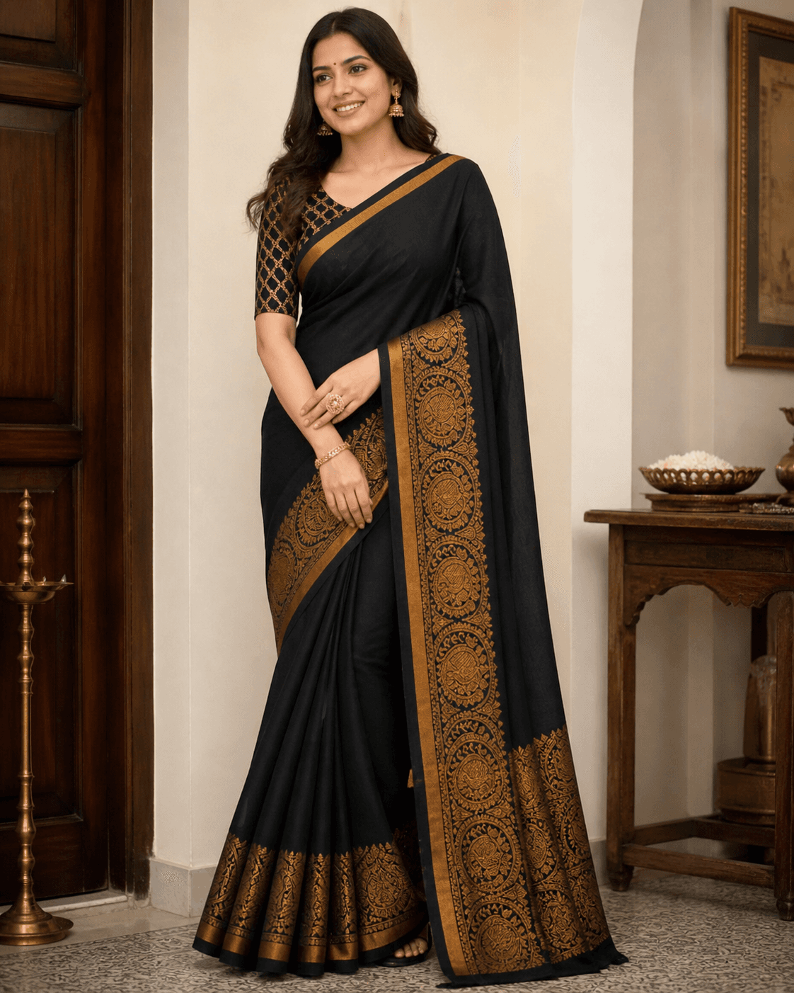 Black Silk Paisley Border