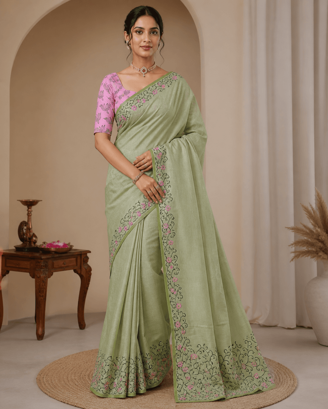 Sage Green Floral Border