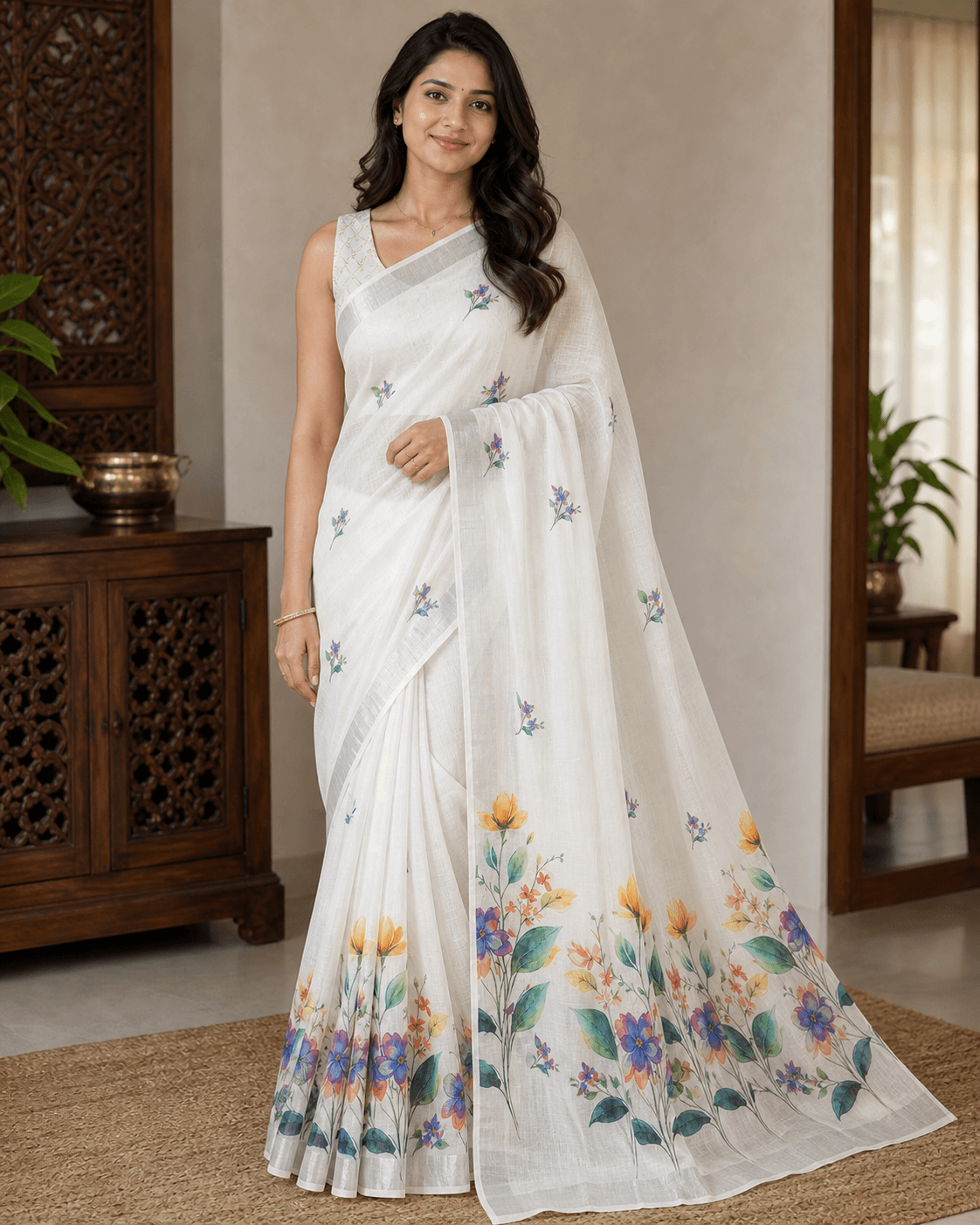 White Linen Floral