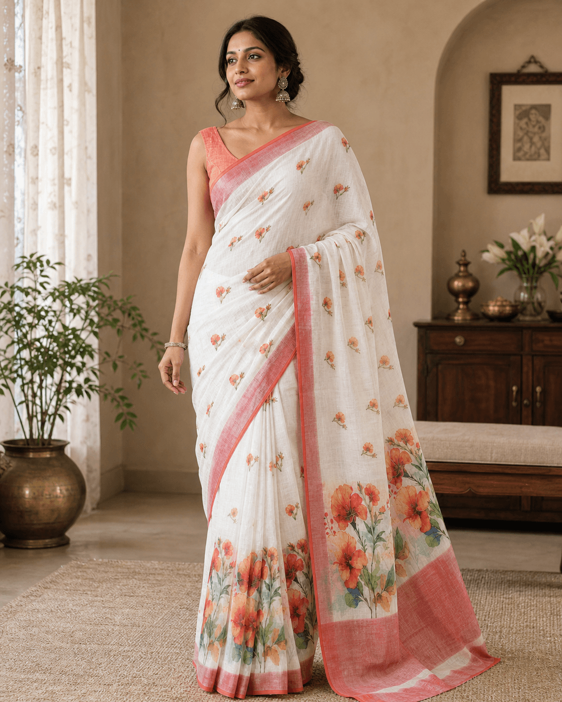 White Linen Floral